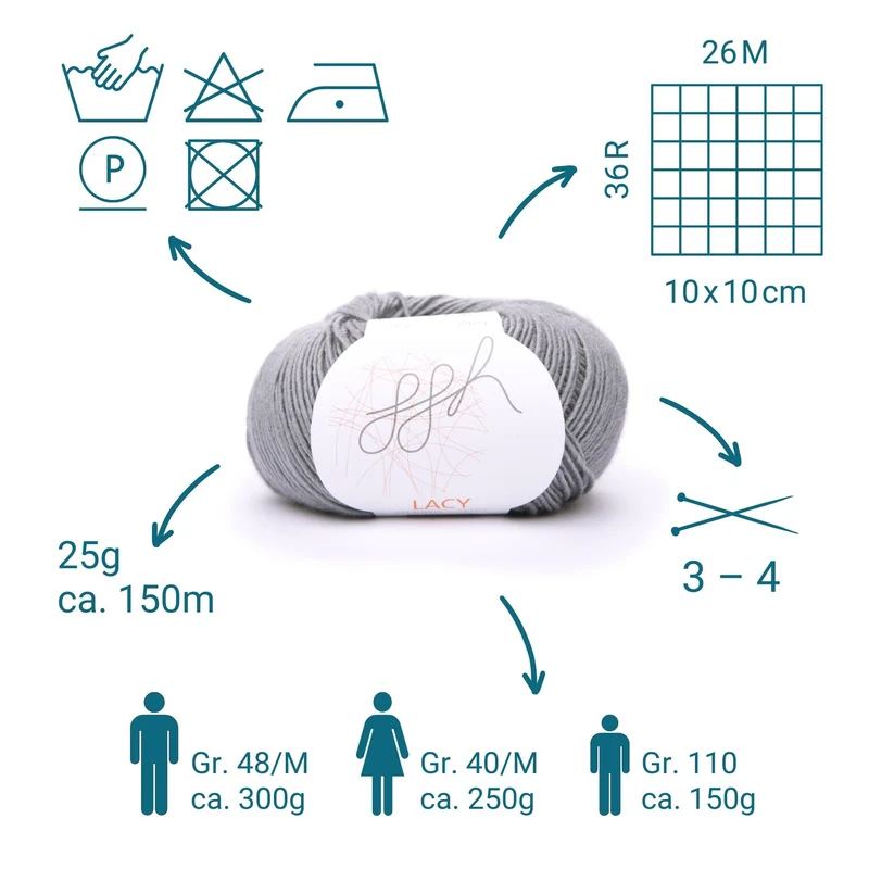 GGH Lacy | Merinowolle mit Seide | 25g - 170m | 020 - Grau