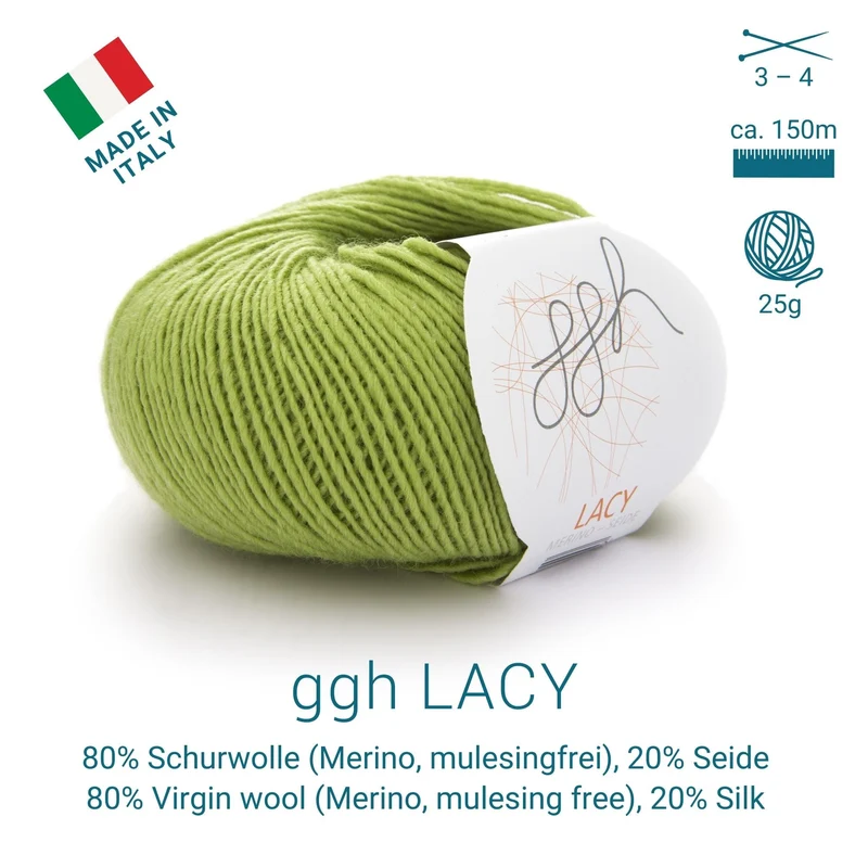 ggh Lacy | Set mit 4 x 25g (insg. 100g) - 006 - Apfelgrün