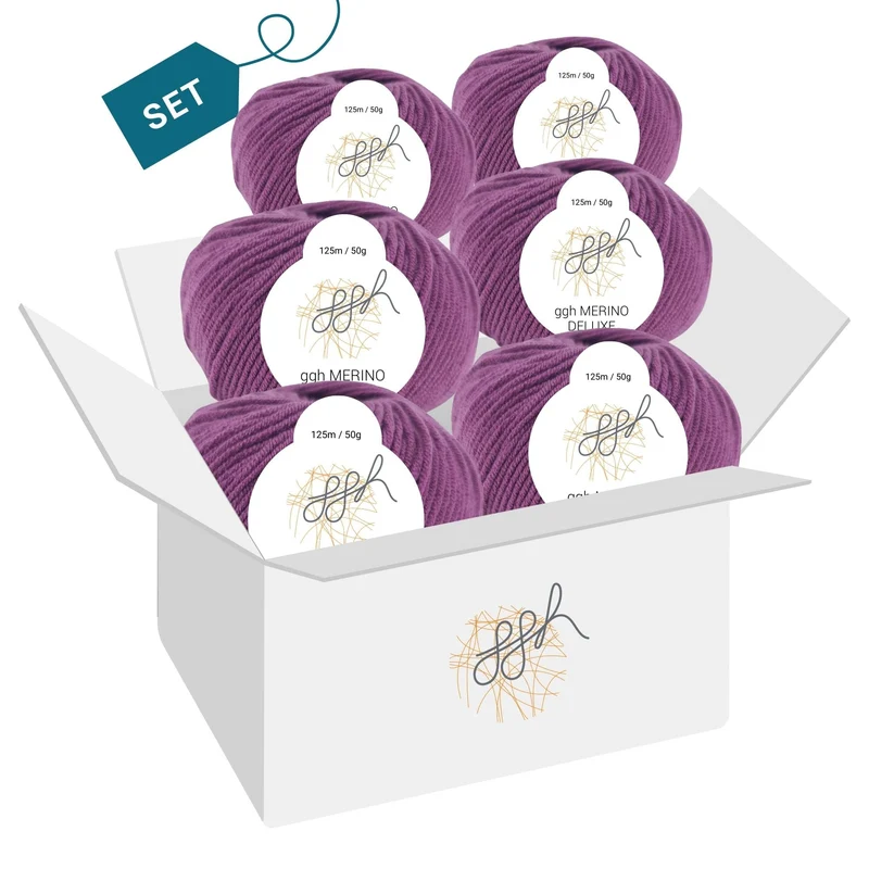 ggh Merino Deluxe - 300g Set (6x50g) - 016 - Granatrot