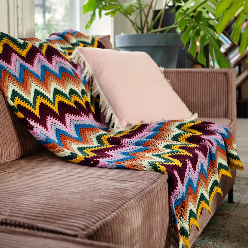 Häkelpaket für eine Zickzack-Decke in 10 Farben – Neue Farben
