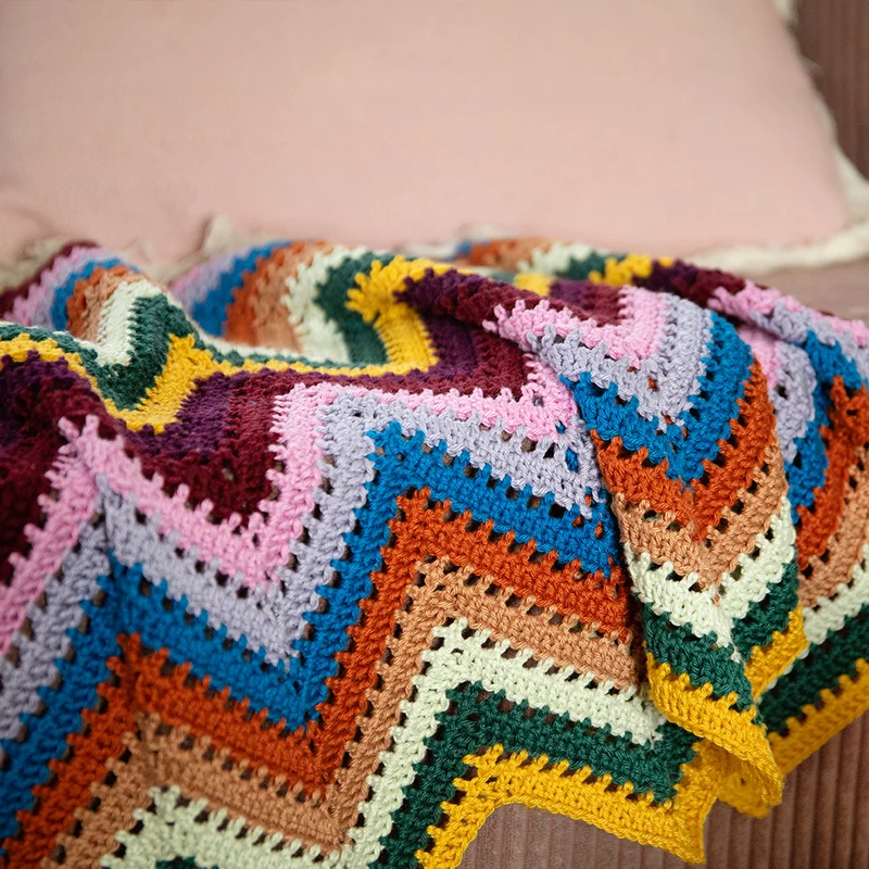 Häkelpaket für eine Zickzack-Decke in 10 Farben – Neue Farben