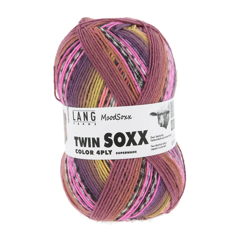 Lang Yarns Twin Soxx 4-fach 588 Rosa/Orange/Gelb/Lachs 1156 Optimistic