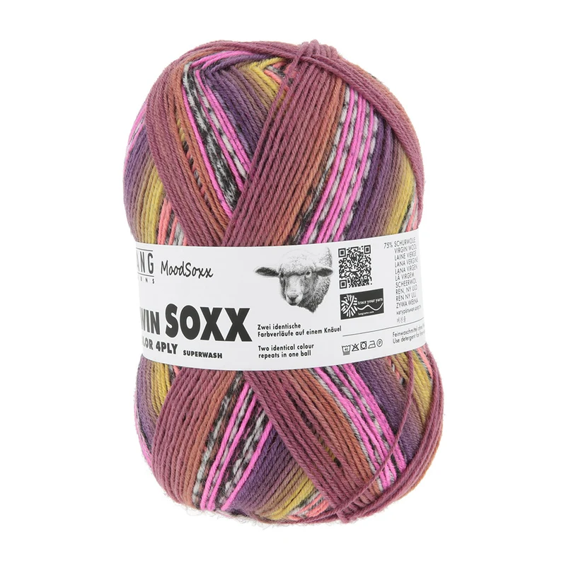 Lang Yarns Twin Soxx 4-fach 588 Rosa/Orange/Gelb/Lachs 1156 Optimistic