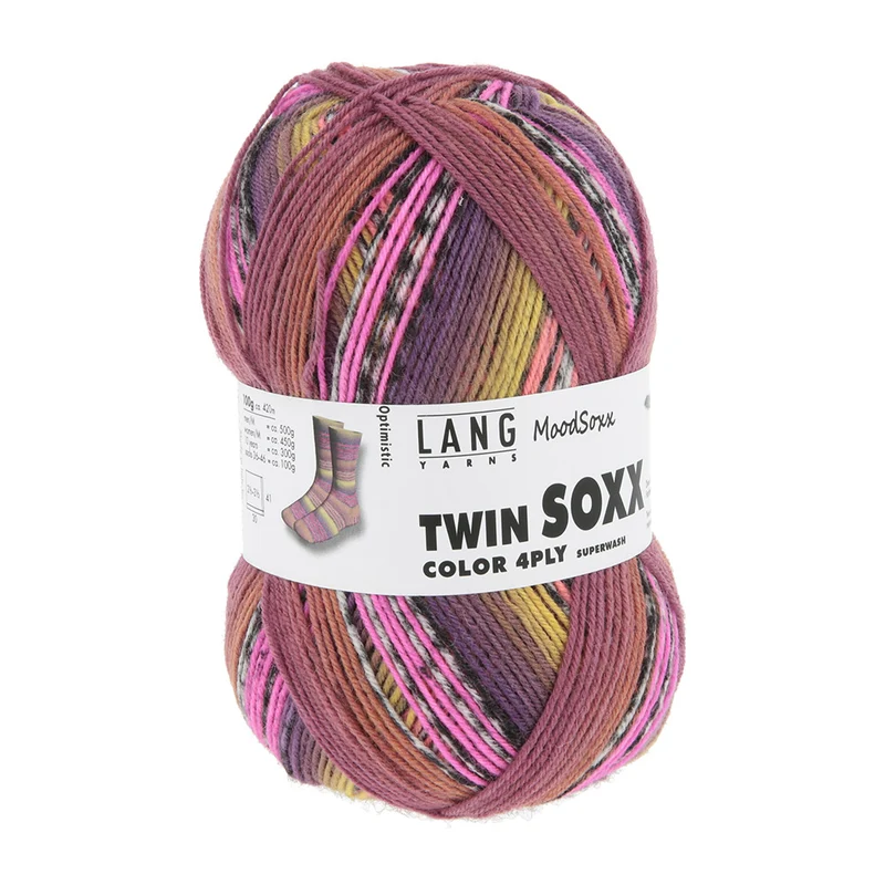 Lang Yarns Twin Soxx 4-fach 588 Rosa/Orange/Gelb/Lachs 1156 Optimistic