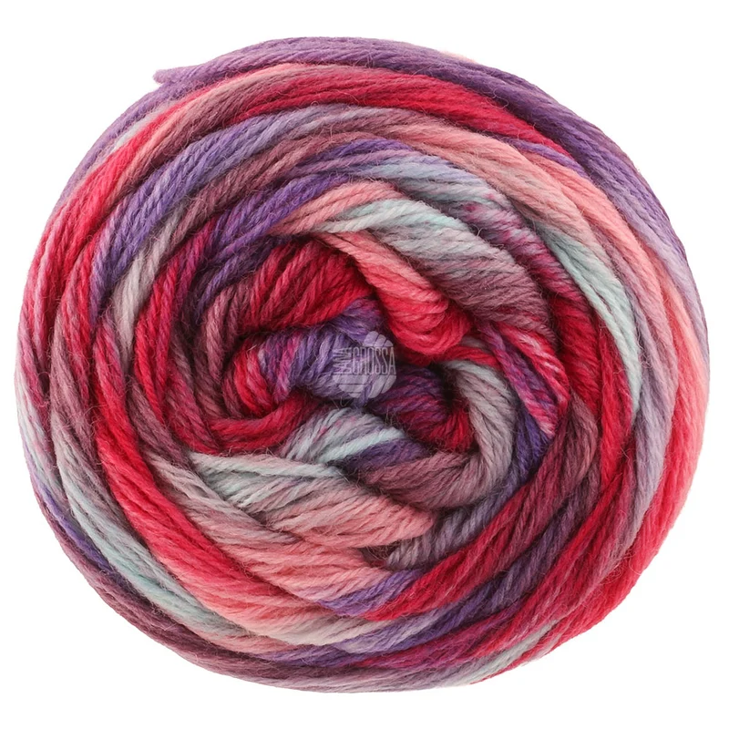 Lana Grossa Meilenweit 100 Fontana 5454 Fuchsia/Mint/Graubraun/Lila-Blau/Rosa/Mauve