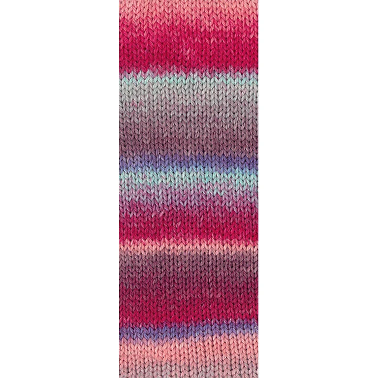 Lana Grossa Meilenweit 100 Fontana 5454 Fuchsia/Mint/Graubraun/Lila-Blau/Rosa/Mauve