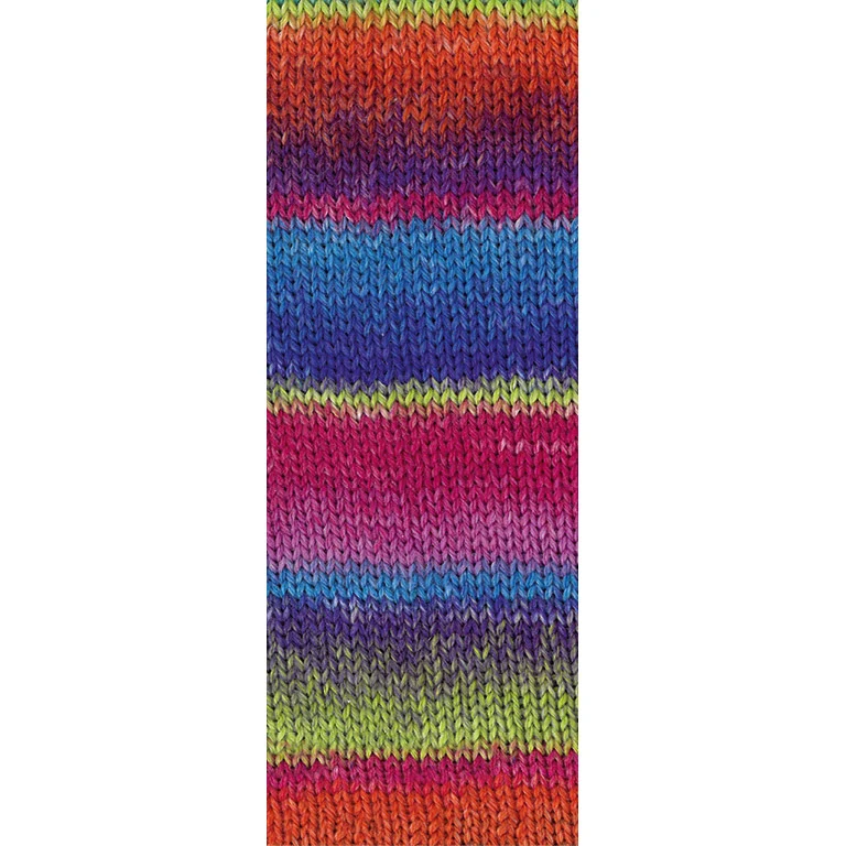 Lana Grossa Meilenweit 100 Fontana 5453 Frühlingsgrün/Rostrot/Blauviolett/Zyklamen/Blau/Königsblau/Fuchsia