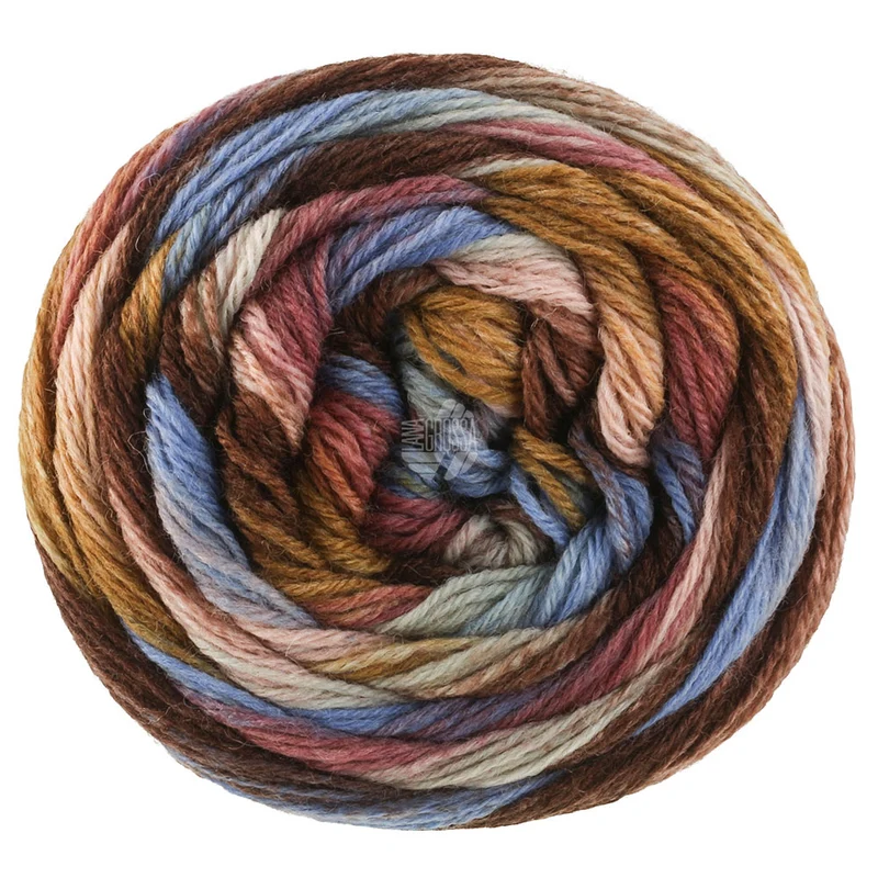 Lana Grossa Meilenweit 100 Fontana 5452 Dunkelbraun/Blau/Mokka/Graubraun/Taupe/Umbra/Rosenholz/Graublau