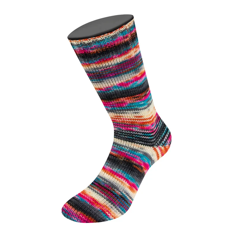 Lana Grossa Meilenweit 100 Cascata 5206 Schwarz/Grau/Hell-/Silbergrau/Ocker/Braun/Rot/Rosa