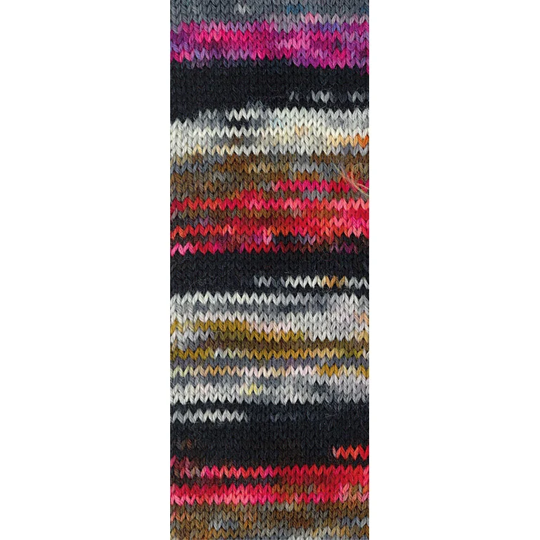 Lana Grossa Meilenweit 100 Cascata 5206 Schwarz/Grau/Hell-/Silbergrau/Ocker/Braun/Rot/Rosa