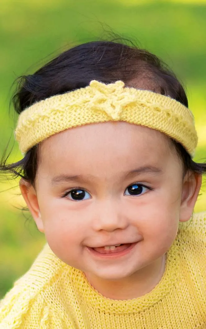 Baby Stirnband mit Blümchen - THE MERRY MERINO 220 GOTS - Strickset