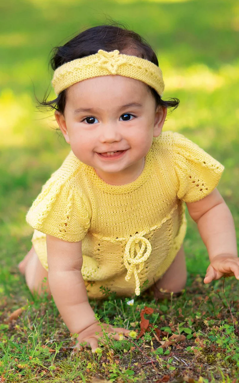 Baby Stirnband mit Blümchen - THE MERRY MERINO 220 GOTS - Strickset