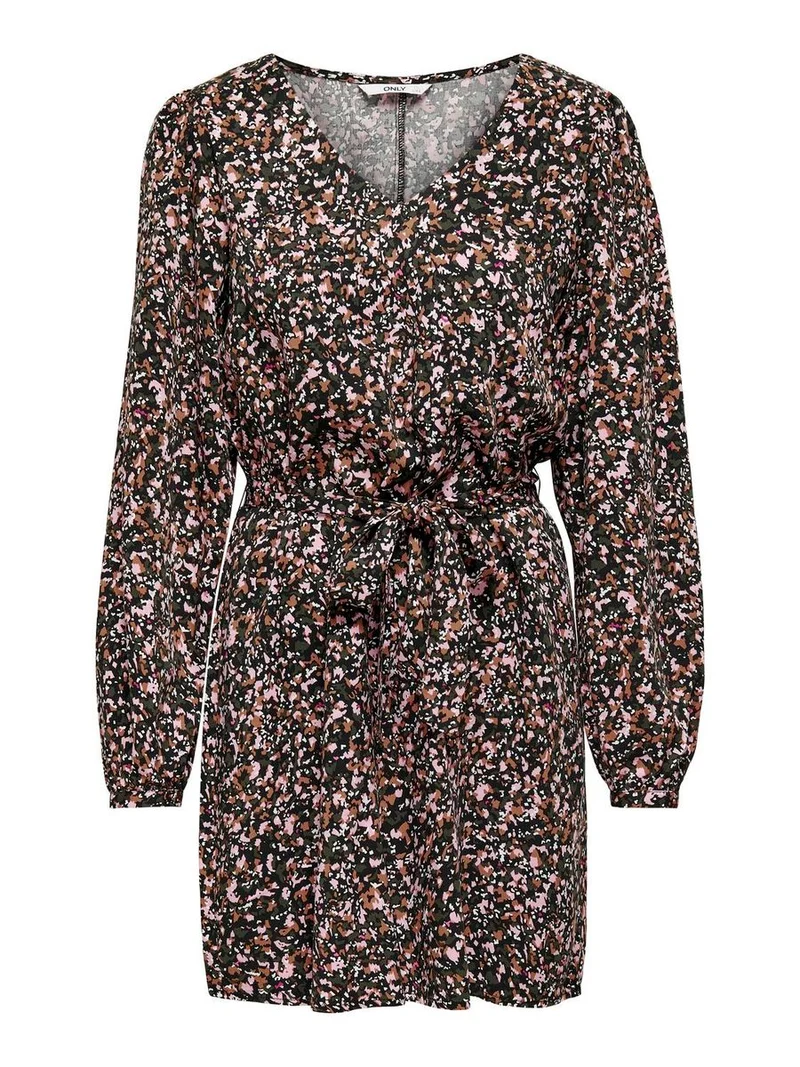 ONLALMA LIFE VIS L/S ALLY DRESS AOP WVN