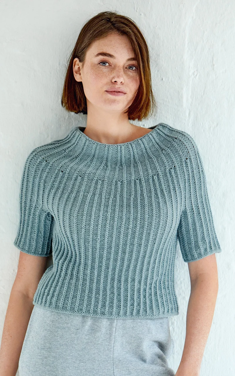 Kurzer Rundpassenpullover Damen - COOL WOOL - Strickset