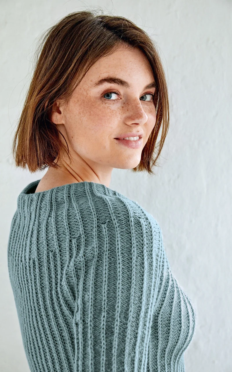 Kurzer Rundpassenpullover Damen - COOL WOOL - Strickset