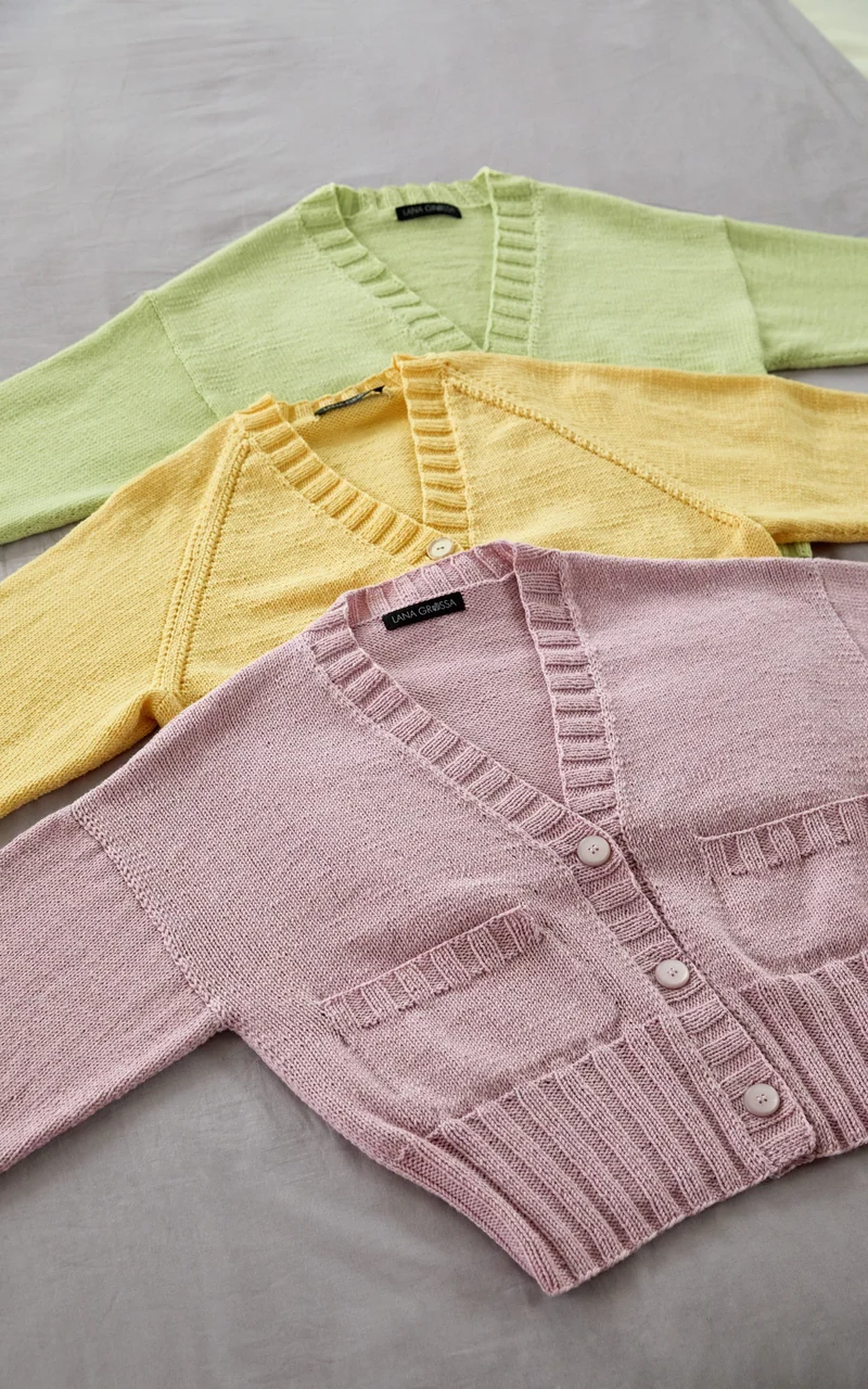 Cardigan mit Raglanärmeln und Taschen - COOL WOOL - Strickpaket
