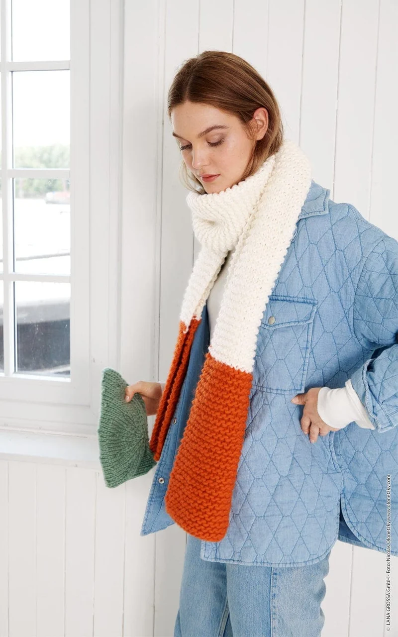 Bicolor-Schal - PER LEI - Strickset