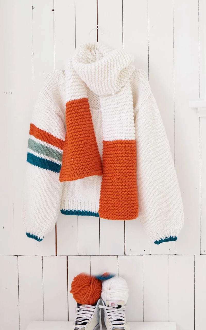 Bicolor-Schal - PER LEI - Strickset