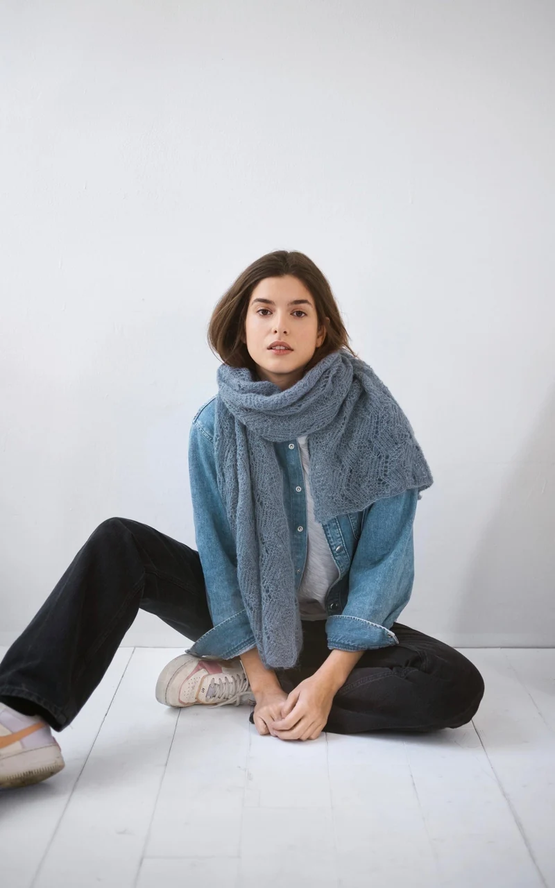Schal mit Ajourmuster - SETASURI - Strickset