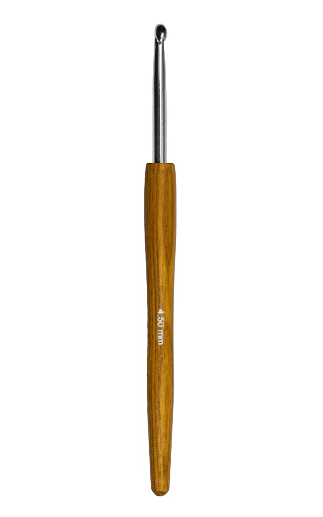 4,5 mm Wollhäkelnadel aus Alu mit Holzgriff