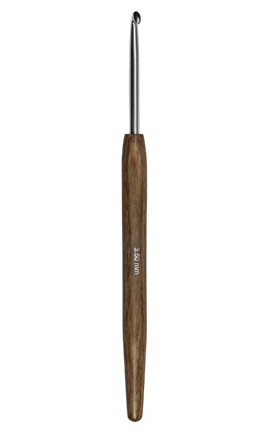 3,5 mm Wollhäkelnadel aus Alu mit Holzgriff