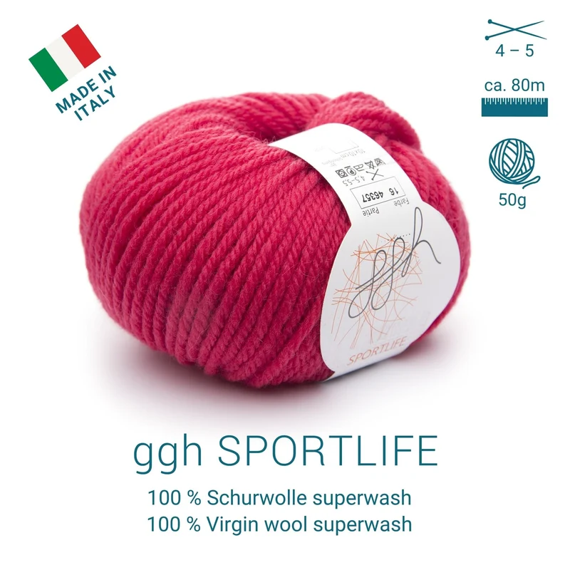 ggh Sportlife | Schurwolle | 80m/50g | 016 - Leuchtend Rot