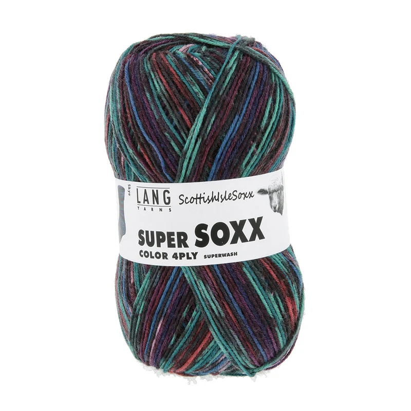 Lang Yarns Super Soxx Color 4-fach 575 Türkis/Blau/Orange 1154 Skye