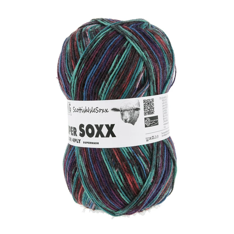 Lang Yarns Super Soxx Color 4-fach 575 Türkis/Blau/Orange 1154 Skye