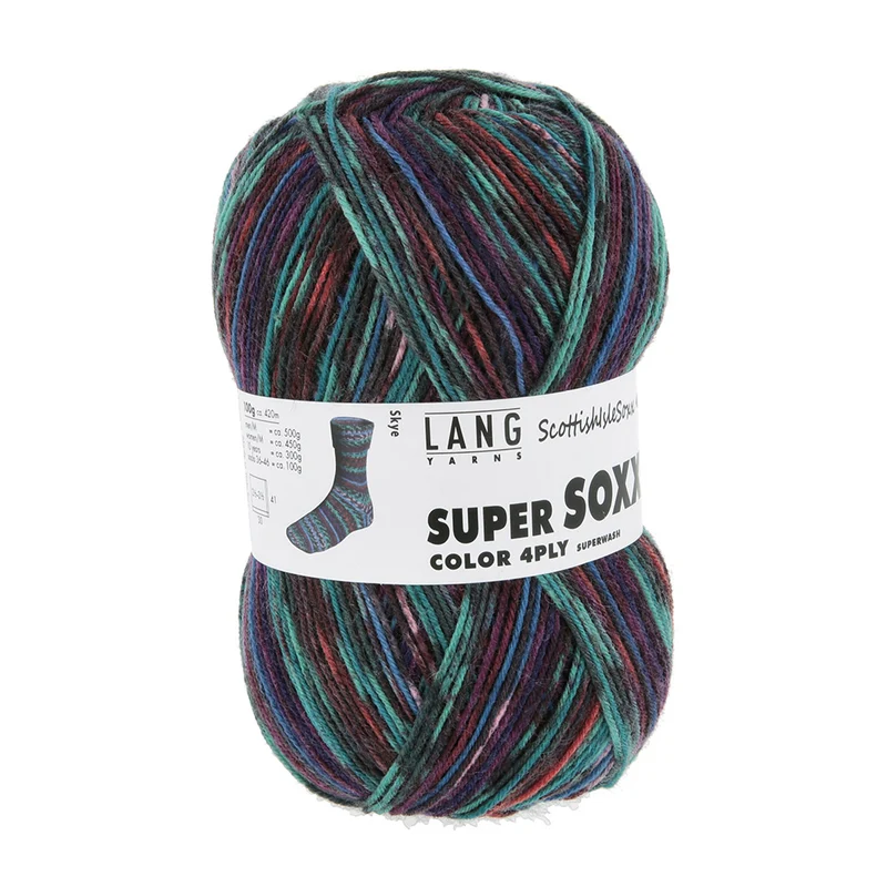 Lang Yarns Super Soxx Color 4-fach 575 Türkis/Blau/Orange 1154 Skye