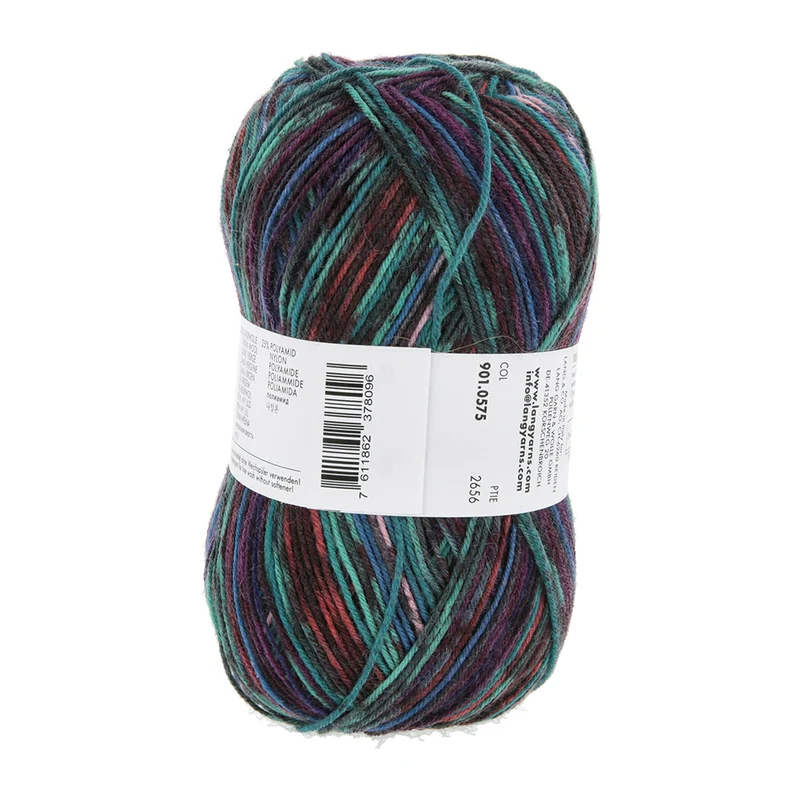Lang Yarns Super Soxx Color 4-fach 575 Türkis/Blau/Orange 1154 Skye