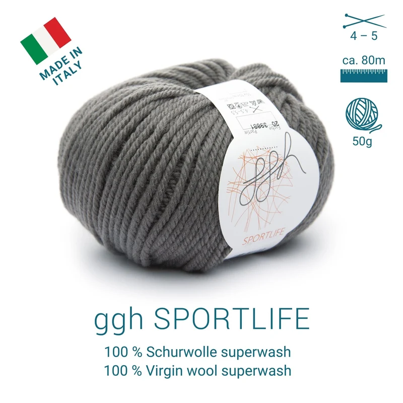 ggh Sportlife | Schurwolle | 80m/50g | 020 - Walnussgrau