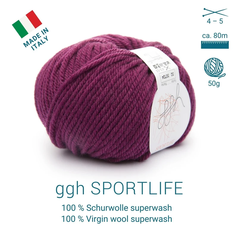 ggh Sportlife | Schurwolle | 80m/50g | 032 - Granatrot