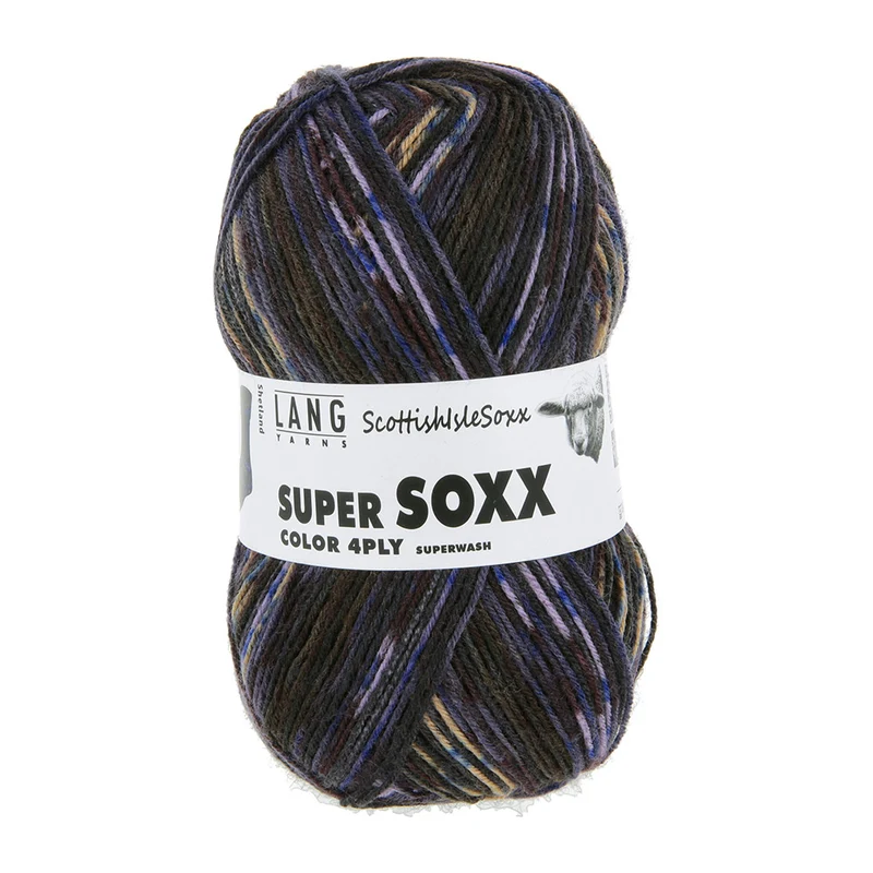 Lang Yarns Super Soxx Color 4-fach 572 Dunkeloliv/Schwarz 1154 Shetland