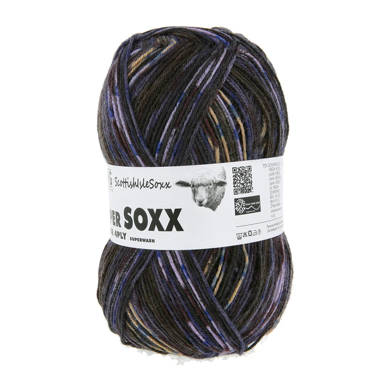 Lang Yarns Super Soxx Color 4-fach 572 Dunkeloliv/Schwarz 1154 Shetland