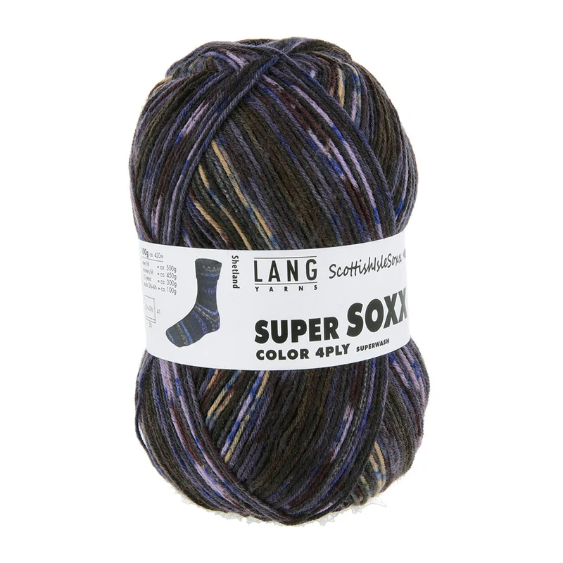 Lang Yarns Super Soxx Color 4-fach 572 Dunkeloliv/Schwarz 1154 Shetland
