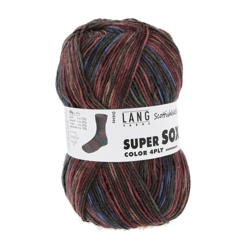 Lang Yarns Super Soxx Color 4-fach 571 Orange/Blau 1154 Orkney