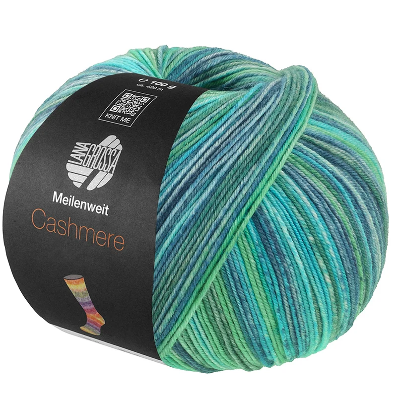 Lana Grossa Meilenweit 100 Cashmere Inverno 123 Jade/Türkis/Petrolblau/-grün/Jeans/Graublau/-grün