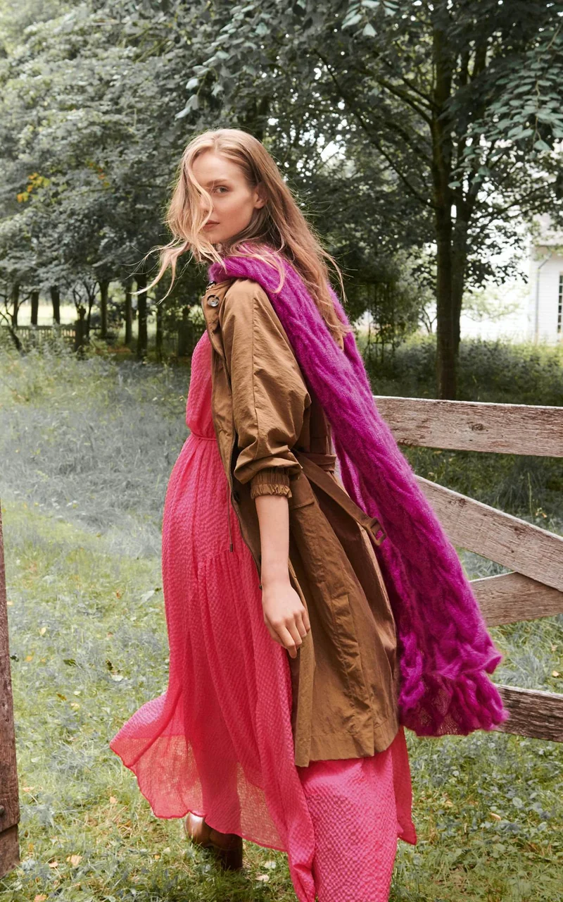 Stola mit breitem Zopfmuster - SILKHAIR - Strickset