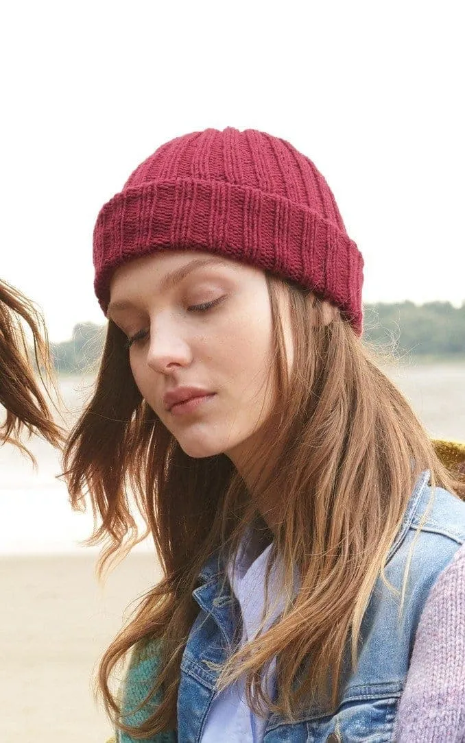 Mütze mit einfachem Umschlag - COOL WOOL BIG - Strickset