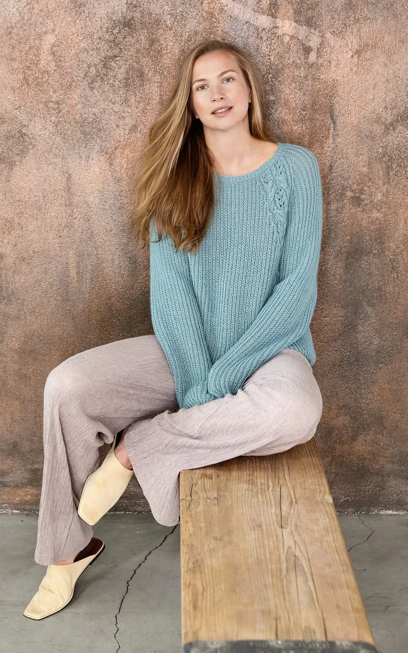 Pullover mit Zopf-Ajour-Details - ECOPUNO - Strickset
