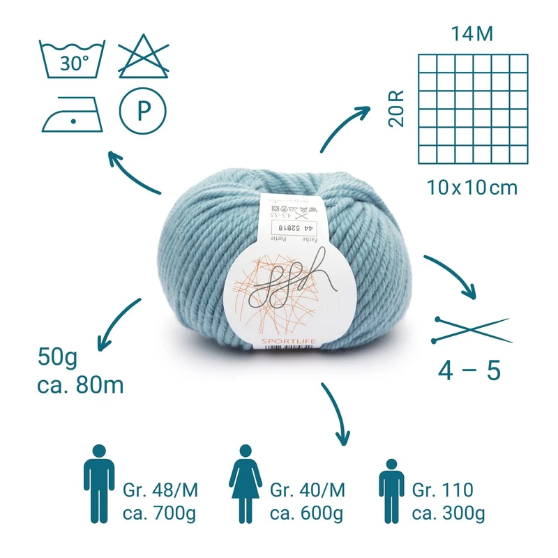 ggh Sportlife | Schurwolle | 80m/50g | 044 - Arktisblau