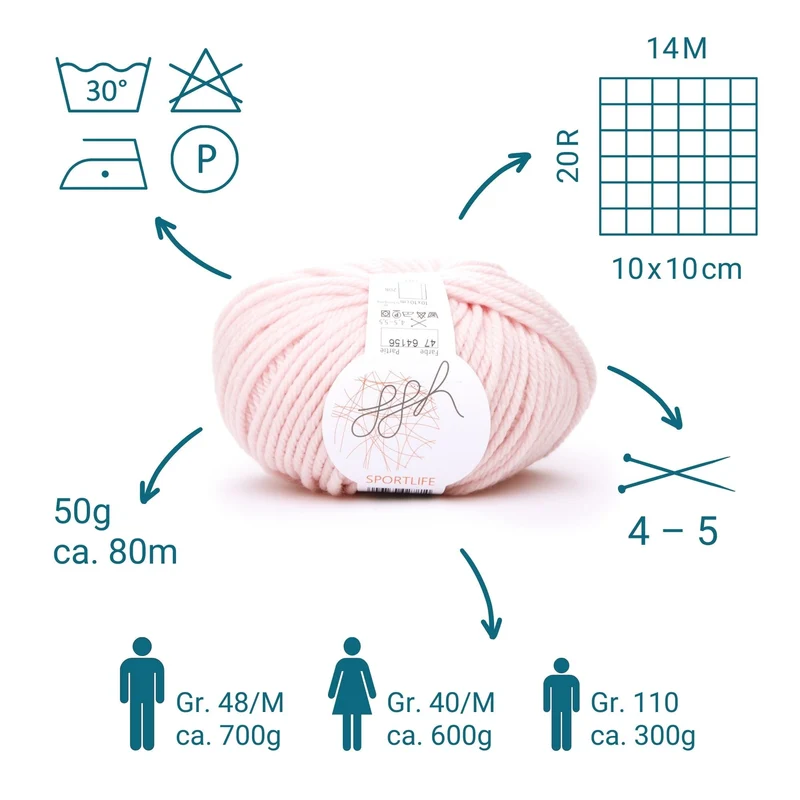 ggh Sportlife | Schurwolle | 80m/50g | 047 - Rosé
