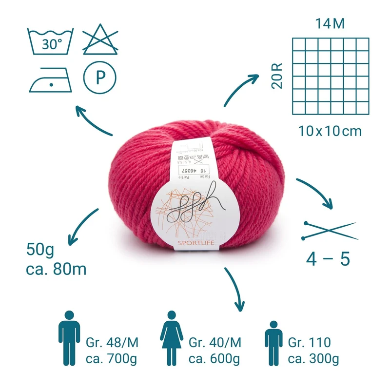 ggh Sportlife Box | Set mit 300g (6x50g) | 016 – Leuchtendes Rot