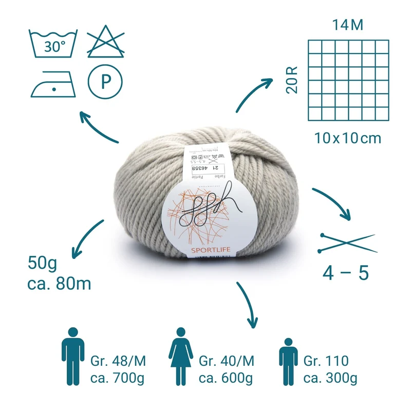 ggh Sportlife Box | Set mit 300g (6x50g) | 021 – Helles Beige