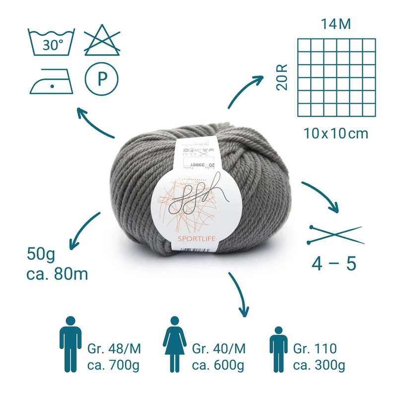 ggh Sportlife Box | Set mit 300g (6x50g) | 020 – Walnussgrau