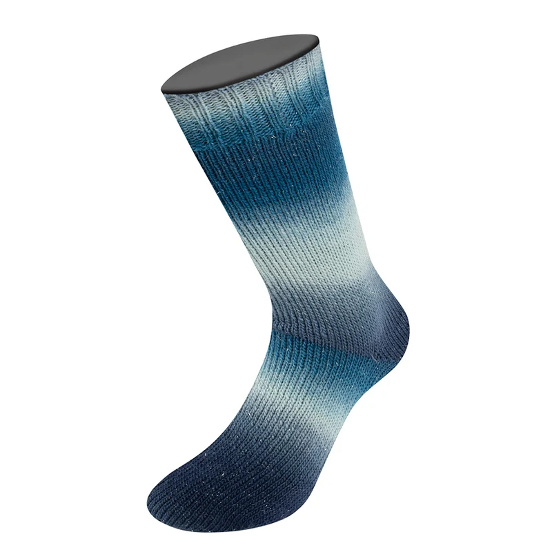 Lana Grossa Meilenweit 100 Color Mix Sparks 7620 Dunkel-/Grau-Petrol/Mint/Grau-/Stahlblau