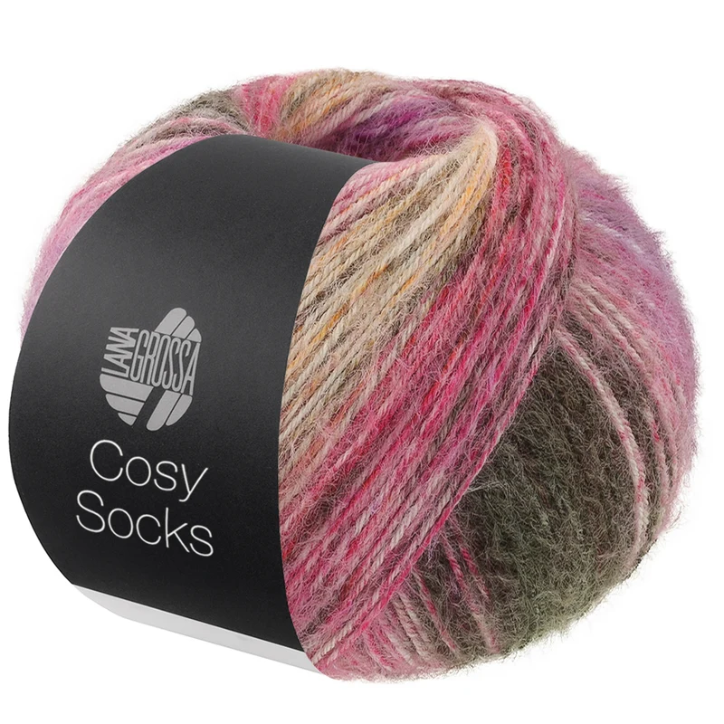 Lana Grossa Cosy Socks Dream 257 Rotviolett/Pflaume/Flieder/Terrakotta/Dunkel-/Mittelgrau/Rosa/Safrangelb