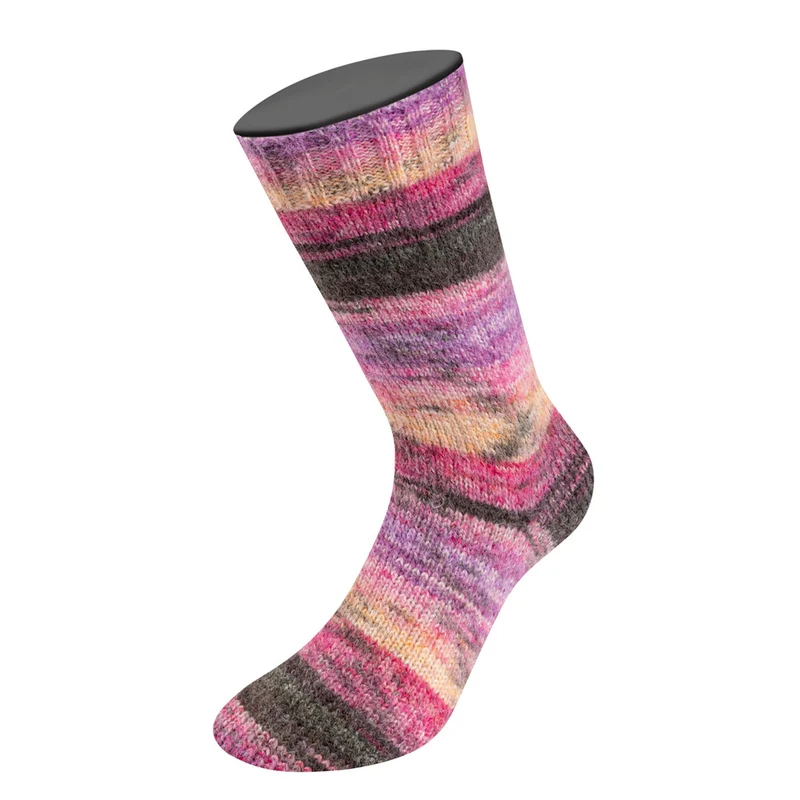 Lana Grossa Cosy Socks Dream 257 Rotviolett/Pflaume/Flieder/Terrakotta/Dunkel-/Mittelgrau/Rosa/Safrangelb