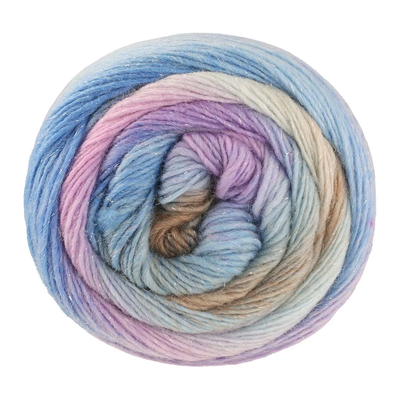 Lana Grossa Meilenweit 100 Color Mix Sparks 7622 Mint/Graubeige/Taupe/Flieder/Blautürkis