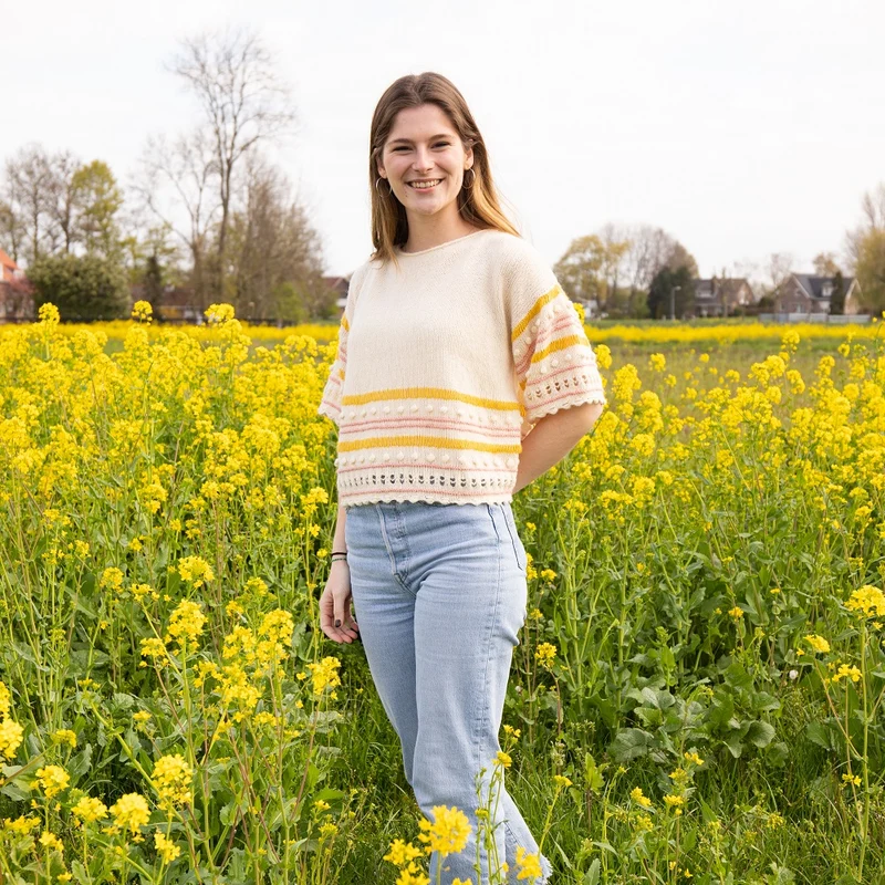 Strickanleitung „Ecopuno – Gestreiftes Noppen-Shirt“ (digital)